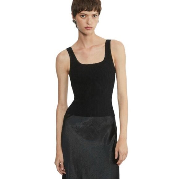 Aritzia Tops - NWOT Aritzia Babaton Sculpt Knit Squareneck Black Tank Top